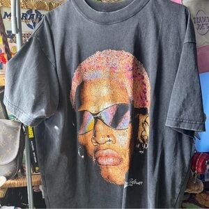 Black Graphic T-Shirt with Colorful Print